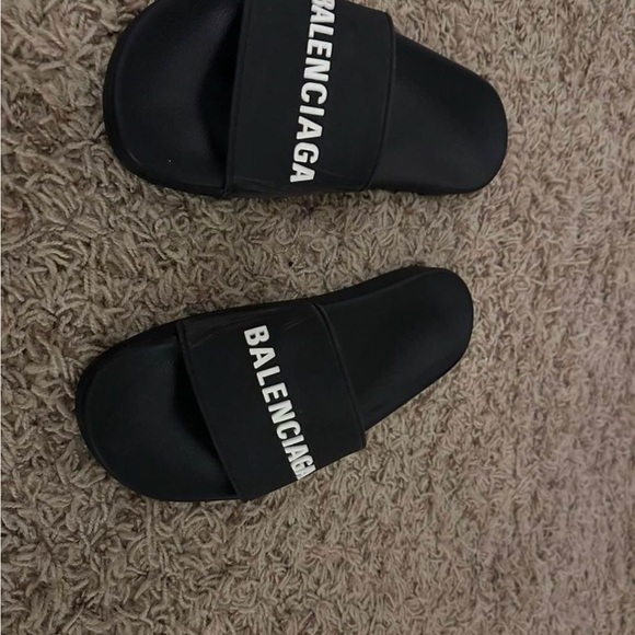 Balenciaga Black Logo Slides - Picture 1 of 9